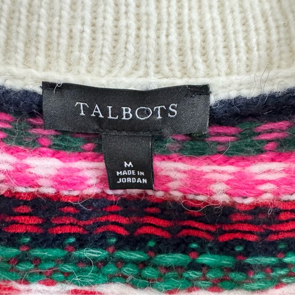 TALBOTS Joyful Fair Isle Cable Knit Soft Zip Up Sweater Jacket Top Size Medium - Picture 12 of 12